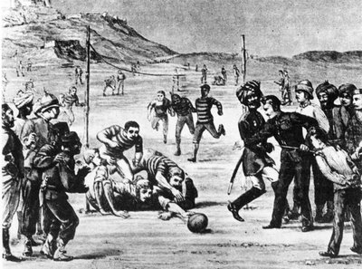 サッカーをするインドの軍隊 作： Unknown artist