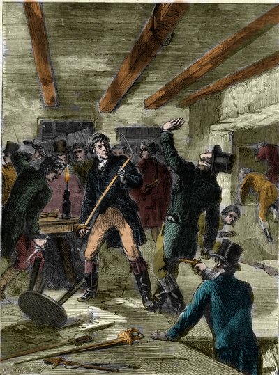 ケート街の陰謀者の逮捕（刻印） - "The Cato Street conspirators..."(Cato Street Conspiracy) 作： Unknown artist