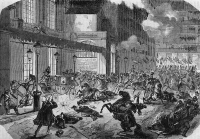 イタリアの革命家フェリーチェ・オルシーニ（1819-1858）によるナポレオン3世への攻撃。パリ 作： Unknown artist