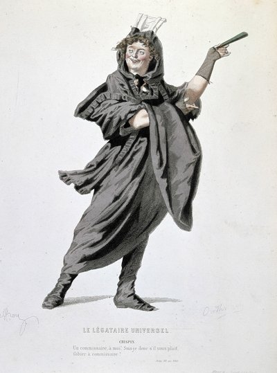ジャン・フランソワ・レニャール（1655-1709）の『万国公証人』（1708年）に登場するクリスピンのキャラクター。19世紀のエングレーヴィング。 作： Unknown artist