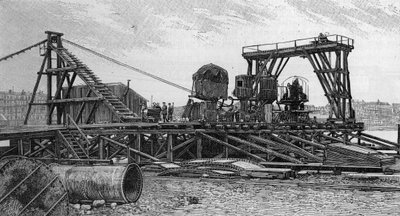 パリのミラボー橋の建設（1893年）：サービスブリッジ（写真より）。1894年2月3日の「La Nature: revue des sciences et de leurs applications aux arts et a l