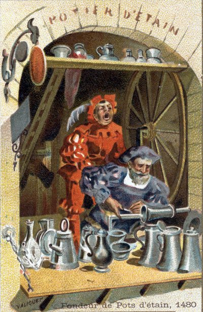 1480年の錫鍋製錬所の技術。 作： Unknown artist