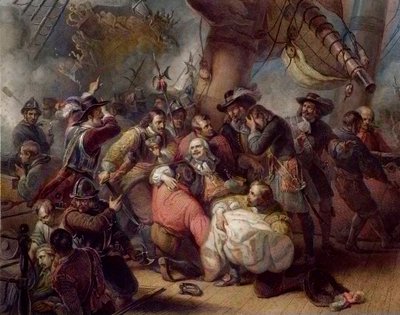 De Ruyterde提督の死-Michel de Ruyterの死（Michiel Adriaenszoon de Ruyter（1607-1676）、United Provincesの中将提督、17世紀の英蘭戦争で大きな役割を果たした海軍の英雄、対E 作： Unknown artist