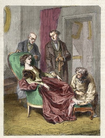 ハンナ・グリーナーの死は多量のクロロホルム（無麻酔）の吸入によるもの - 1848年 - ハンナ・グリーナー（15歳の少女）は、生爪の手術のために行われたクロロホルムの麻酔中に失神して死亡 - 刻印 作： Unknown artist