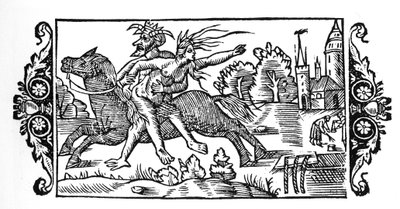 魔女を運ぶ悪魔-オラウス・マグヌスの「Historia de Gentibus Septentrionalibus」（ローマ、1555年）より 作： Unknown artist