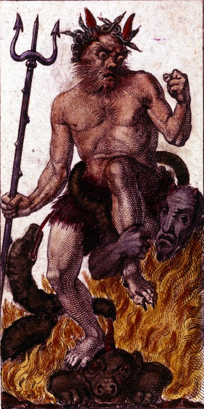 1840年のタロットマップに描かれた悪魔。 作： Unknown artist