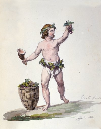 神聖なバッカス 「Dizionario mitologico」からのエングレーヴィング 作： Unknown artist