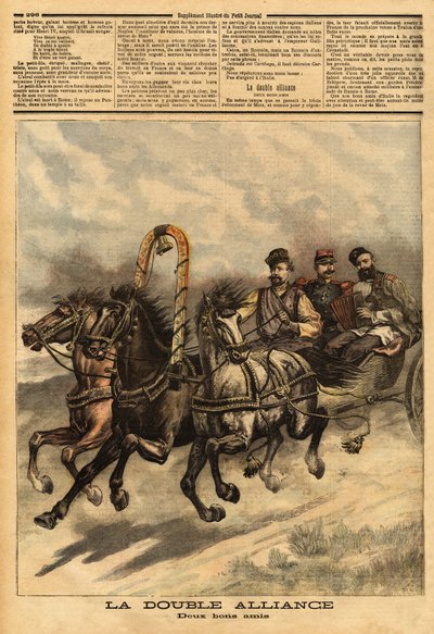 アレクサンダー3世（1815-1894）のロシアとフランスの二重同盟。1893年10月16日の「Le petit journal」に掲載された版画。セルバのコレクション。 作： Unknown artist