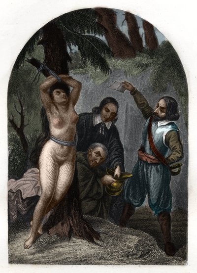 ルイ14世（1643-1715）の下でのセヴェンヌ地方のドラゴンネード、プロテスタントの迫害。モーリス・ラシャトレの「教皇の歴史」に掲載された1842年の版画。個人蔵。 作： Unknown artist