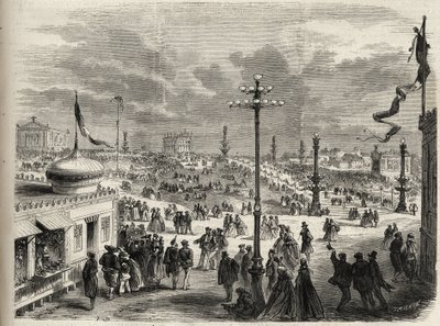 1867年8月15日、パリのトロカデロでの祝宴 - 1867年の輝かしい世界 作： Unknown artist