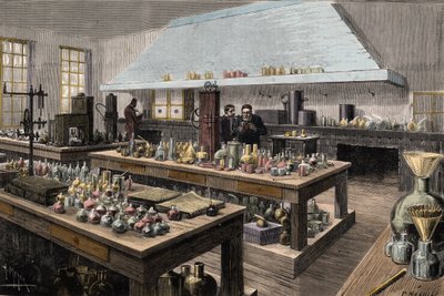 フランスの化学者・生物学者であるルイ・パスツール（1822-1895）の超高等師範学校の大研究室 - Louis Pasteur dans son laboratoire à l