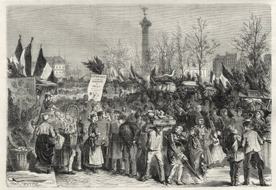 パリのブルドン大通り（バスティーユ広場）で開催されたハムフェア - 1868 - 。 作： Unknown artist