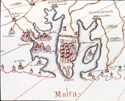 セント・エルモ砦のあるマルタ島（ポルトゥラン・デ・カステリーニのディテール 作： Unknown artist