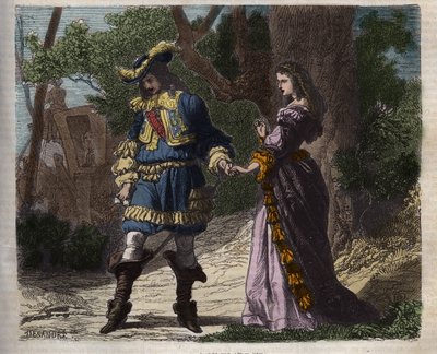 1659年6月22日に宮廷からブルアージュに向かう前のマリー・マンシーニ（1639-1715）のルイ14世（1638-1715）との最後の会見、王から遠ざけるためにマザラン枢機卿が組織した亡命 - 図版は「ブラ子爵」から引用しています。 作： Unknown artist