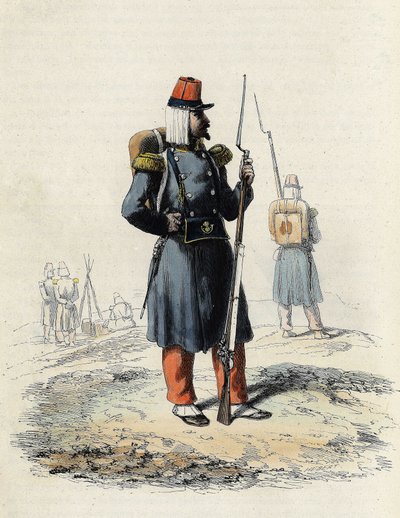1830年のアルジェ遠征時のフランス軍の軽装歩兵（Leon Galibert著「L