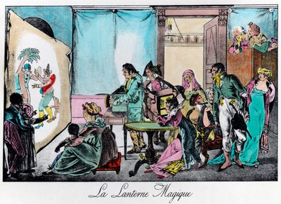 魔法のランタンです。19世紀のエングレーヴィング。個人蔵。 作： Unknown artist