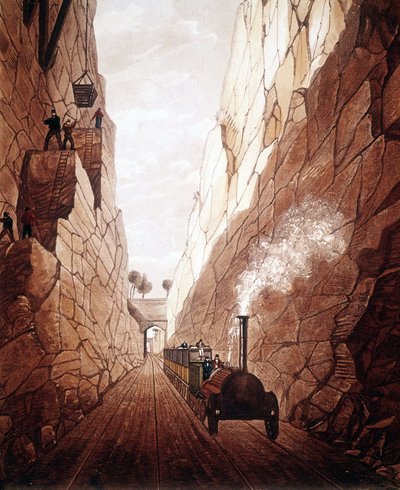 マンチェスターとリバプールを結ぶ新しい鉄道路線。オリーブ・マウント・トレンチ1832. 作： Unknown artist