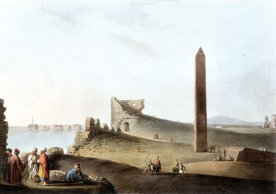 クレオパトラの針と呼ばれるアレキサンドリアのオベリスク - "Views in Egypt "より 作： Unknown artist