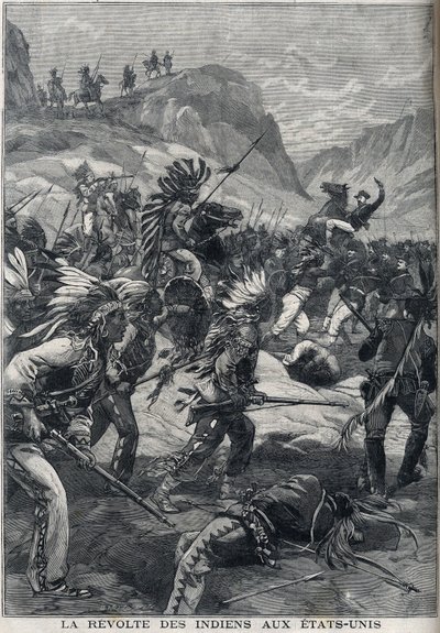 1898年にアメリカのミネソタ州北部で起きた赤肌のインディアンの反乱。 作： Unknown artist