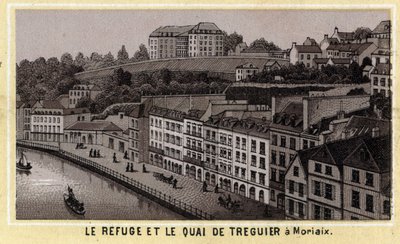 Morlaix（Finistere, Brittany地方）のTreguierの避難所と岸壁。19世紀末のクロモリトグラフ。 作： Unknown artist