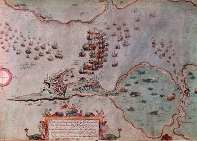 1596年7月、スペイン人によるマーストリヒト包囲戦 オランダのマーストリヒト包囲戦は、八十年戦争（八十二年または八十年）（オランダの反乱）（1568-1648年）のエピソードのひとつで、北部の国々が台頭した。 作： Unknown artist