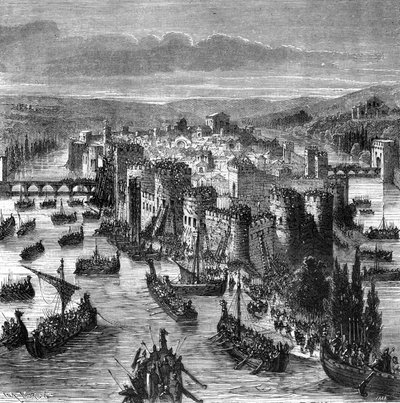 885年のノルマン人によるパリの包囲-アンリ・マルタンの『フランス史』より 作： Unknown artist