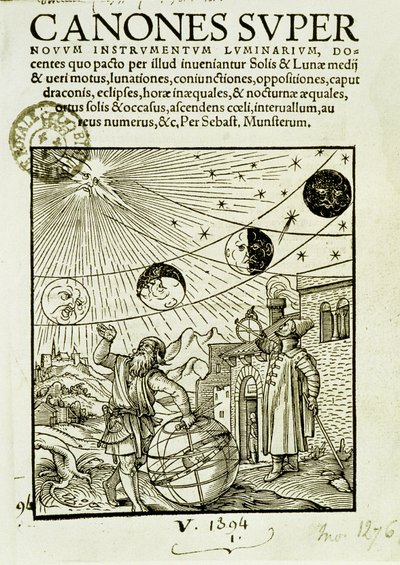 天文学者が観測した太陽と月の動き - 書籍 "Super Canones "の扉絵 作： Unknown artist