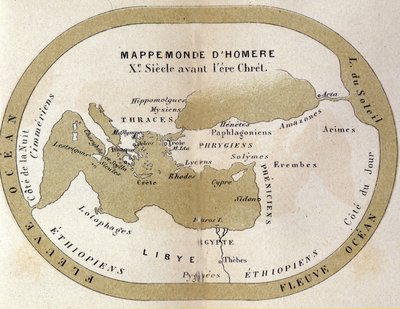 ホメロスの世界地図。紀元前9世紀。 作： Unknown artist
