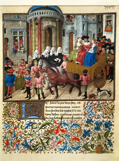 Thesee a Athenes Miniature from a French manuscript of "Teseida delle nozze di Emilia" by Giovanni Boccaccio (Boccace) (1313-1375) 作： Unknown artist