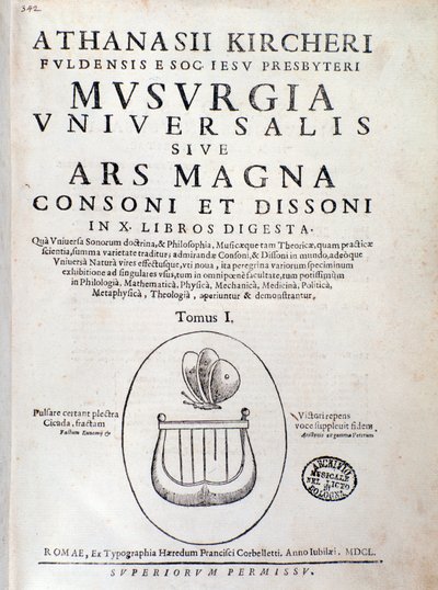 Musurgia』（1650年）のタイトルページ 作： Unknown artist