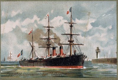 1880年頃の大西洋横断定期船「ラブラドール」。19世紀のクロモリトグラフ。 作： Unknown artist