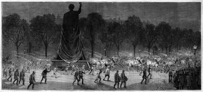 1883年にパリの共和国広場にあるThiebaut氏の工房で作られた共和国像（ブロンズ製マリアンヌ、高さ9.50m）の翻訳。 作： Unknown artist