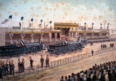 交通：パリ-ストラスブール間の鉄道開通。1864.エングレービング パリ、B.N. 作： Unknown artist