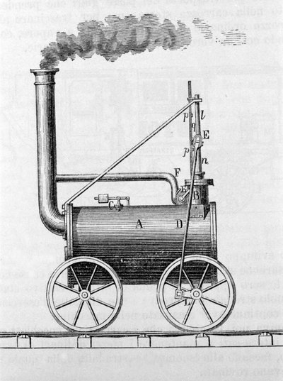 トレヴィシック機関車19世紀の彫刻。 作： Unknown artist