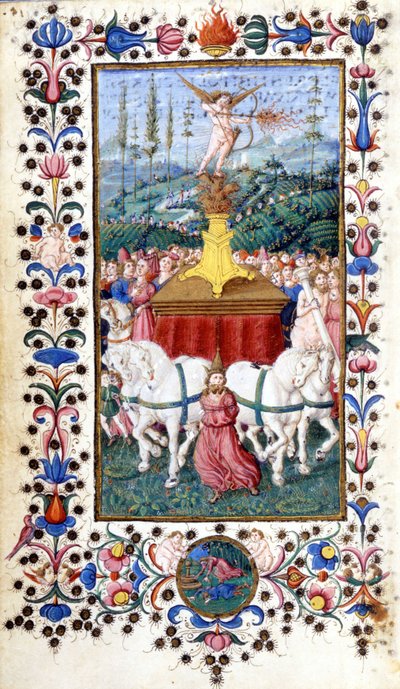 フランチェスコ・ペトラルカ（Petrarca）の「Triunfus Amoris（愛の勝利）」。15世紀の写本。ミラノのトリヴルツィアーナ。 作： Unknown artist