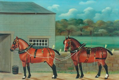 ハーネスの2頭の馬、1910年頃 作： Unknown