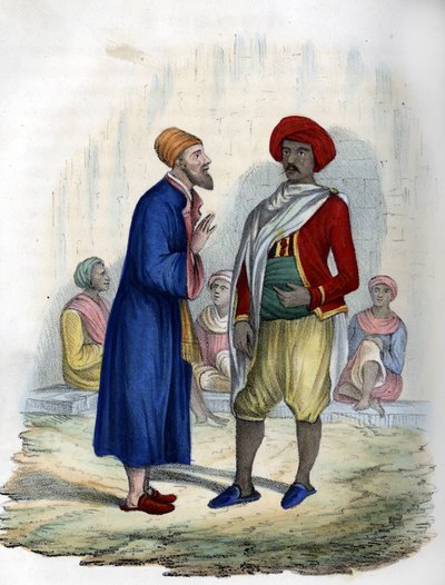 1830年のアルジェの街での二人の男。Léon Galibertの "L