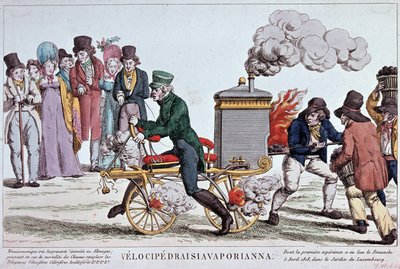Velocipedraisiavaporianna: steam velocipede - 1818年頃の彫刻、パリ市のBibl. 作： Unknown artist