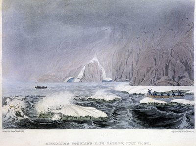 バロー岬の眺め - ジョン・フランクリン編「1819-1821年の極地海沿岸への旅の物語」より。ロンドン 作： Unknown artist