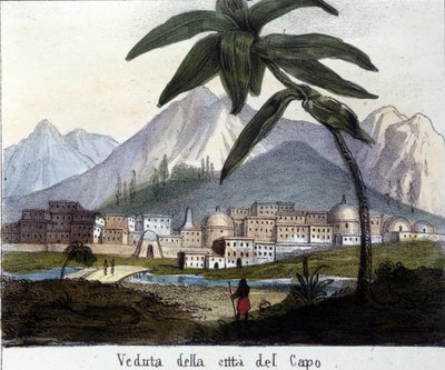 南アフリカ、英国統治時代のケープタウンまたはCape Townの風景。1820 作： Unknown artist