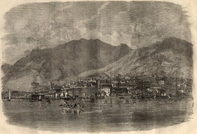 香港のビクトリアシティの眺め。3月14日付の「The Illustrated London News」に掲載された図版 作： Unknown artist