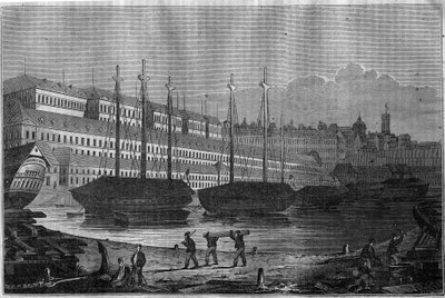 ブレストのコルデリー、バーニュ、サン・ルイ(Saint-Louis)の塔の眺め。1835年「絵のある店」にて 作： Unknown artist
