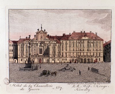 ウィーンの戦時首相官邸のホテルの眺め。オーストリア 1815年のエングレーヴィング 個人蔵 作： Unknown artist