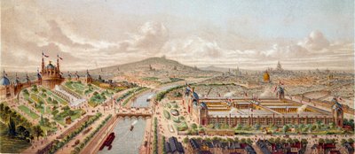 1878年にパリで開催された万国博覧会の様子 19世紀のパリのエングレーヴィング、B.N. 作： Unknown artist