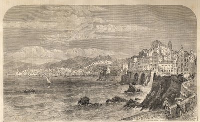 ジェノバの古い港の眺め - Genesの港の眺め - Genova en 1861 - Engraving 作： Unknown artist