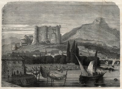 イタリア、ラ・スペツィアの砦の眺め。"The Illustrous Universe "に掲載された版画 作： Unknown artist
