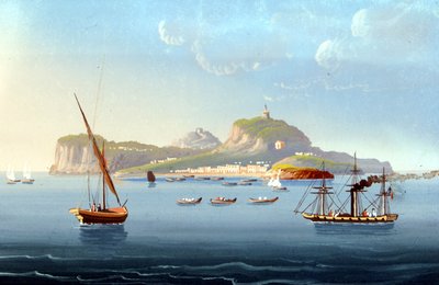 カプリ島の眺め。1830.匿名の絵画 作： Unknown artist