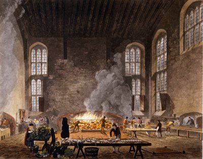 オックスフォード大学クライストチャーチのキッチンの眺め。1850 作： Unknown artist