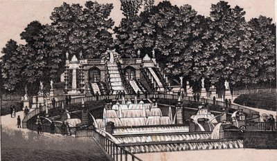 フランス、サン・クラウド（Saint-Cloud）の公園にある大滝の眺め。「世界図説168景」より 年代不詳（19世紀末 作： Unknown artist