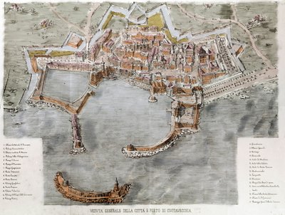 ローマ近郊のチビタベッキアの港の風景。19世紀。 作： Unknown artist